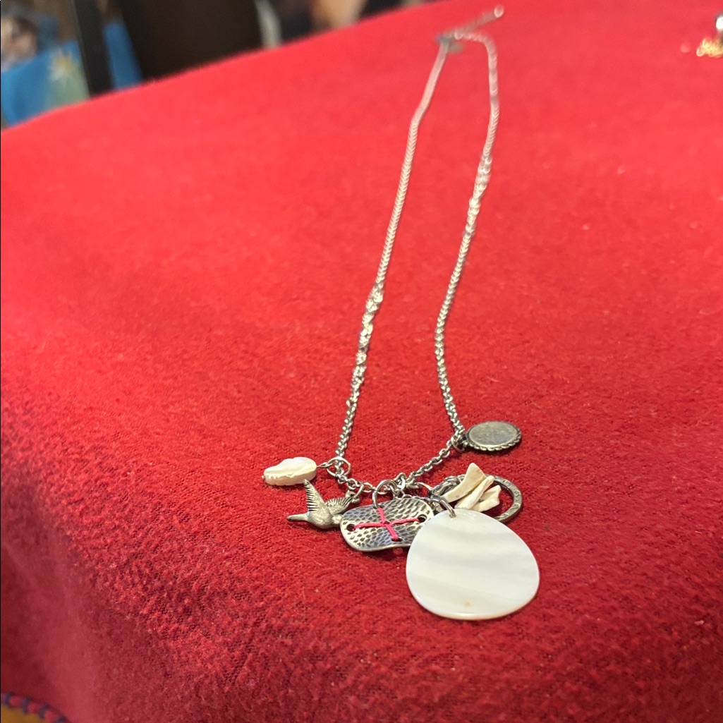 American Eagle Outfitters Silver Necklace With White Accents